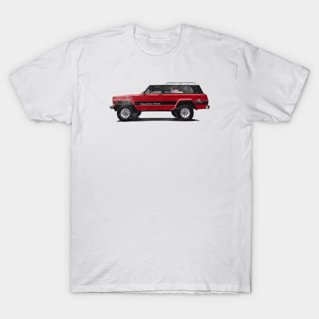 FSJ Beach Truck - Red, Weathered T-Shirt by NeuLivery
